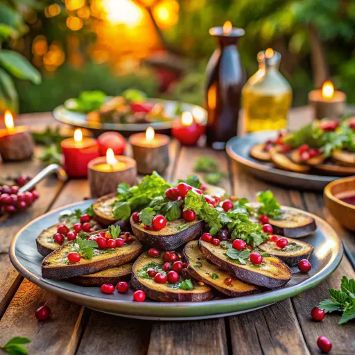 Fırında Sebzeli Nar Soslu Patlıcan